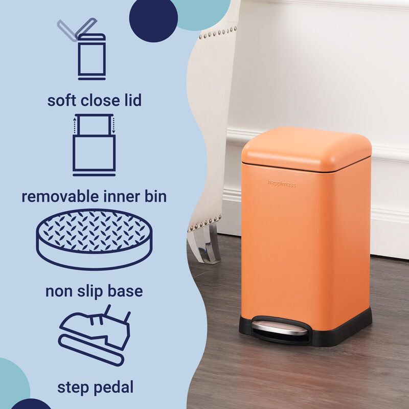 Betty Retro Mini Step-Open Trash Can, Carrot Cake