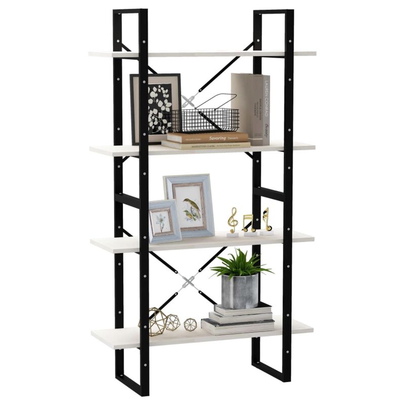 vidaXL 4-Tier Book Cabinet White 31.5"x11.8"x55.1" Solid Pine Wood