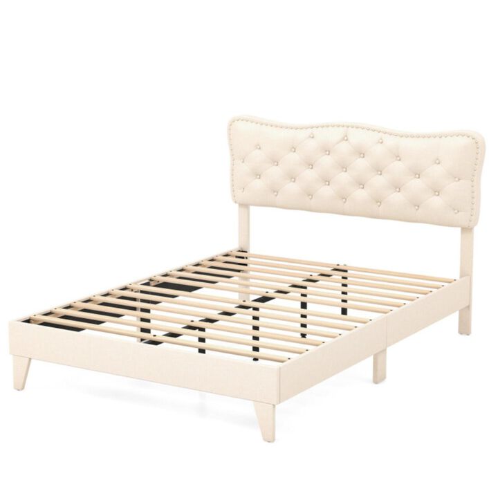 Hivvago Bed Frame with Nail Headboard and Wooden Slats