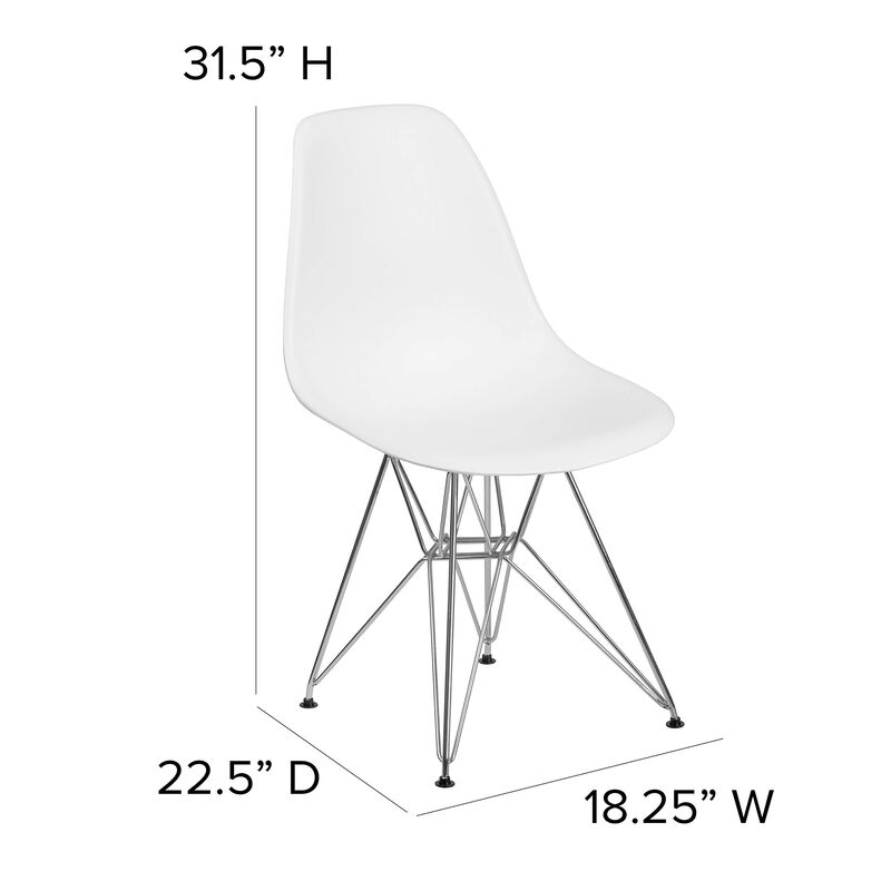 Flash Furniture Elon Series White Plastic Chair with Chrome Base
