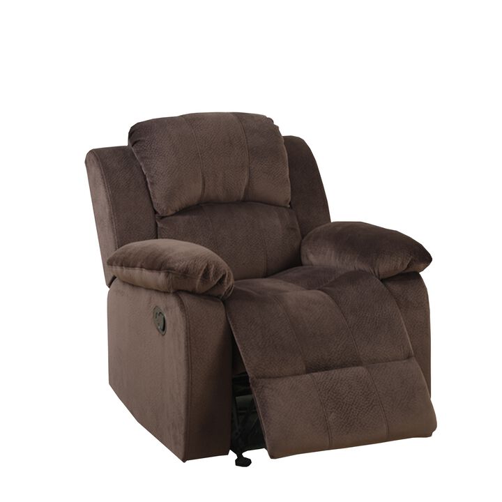 Rocker Recliner In Choco Brown Suede Fabric-Benzara