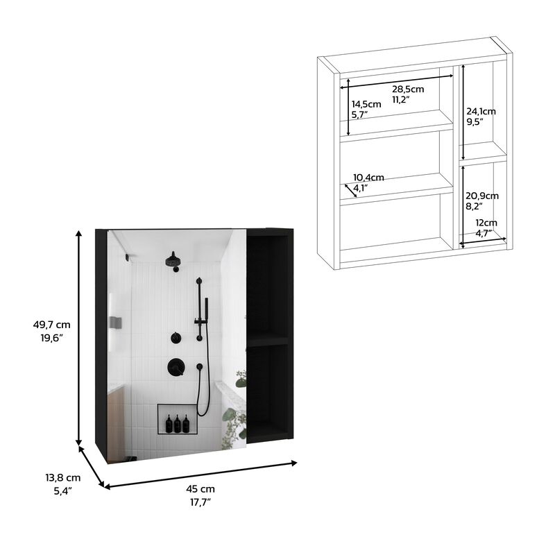 DEPOT E-SHOP Andes Medicine Single Door Cabinet With Mirror, Five Interior Shelves, White