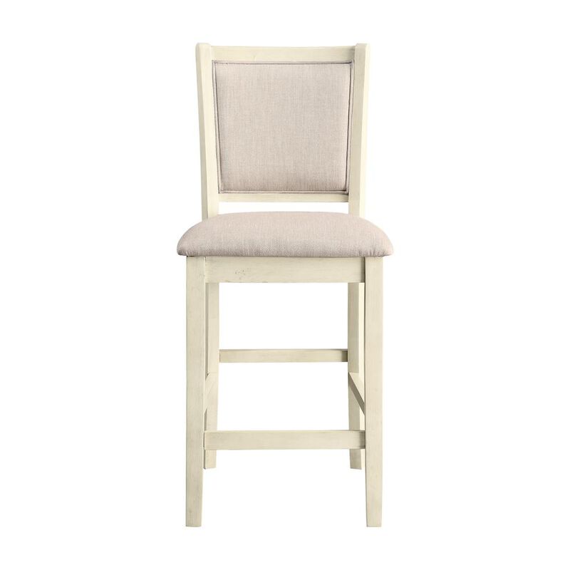 New Classic Furniture Amy 5-Piece Wood Round Counter Set with 4 Chairs in Bisque Beige