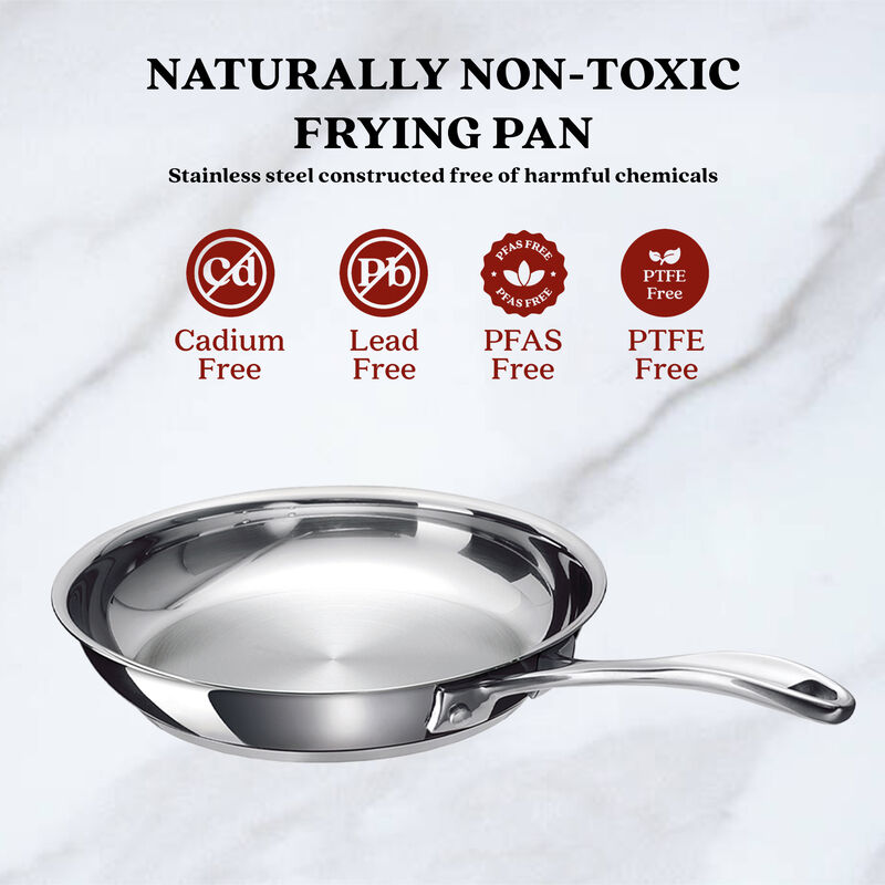 Alva Chef Stainless Steel Frying Pan Skillet - Induction Cookware, Electric Skillet, Non-Toxic Cookware, Stainless Steel Skillet, Dishwasher Safe 11"