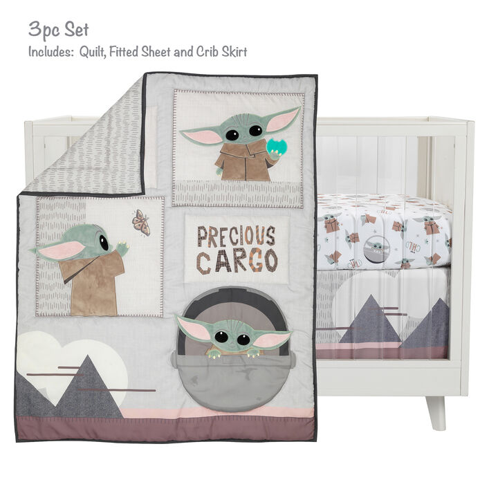 Lambs & Ivy Star Wars The Child Baby Yoda Nursery 3-Piece Baby Crib Bedding Set