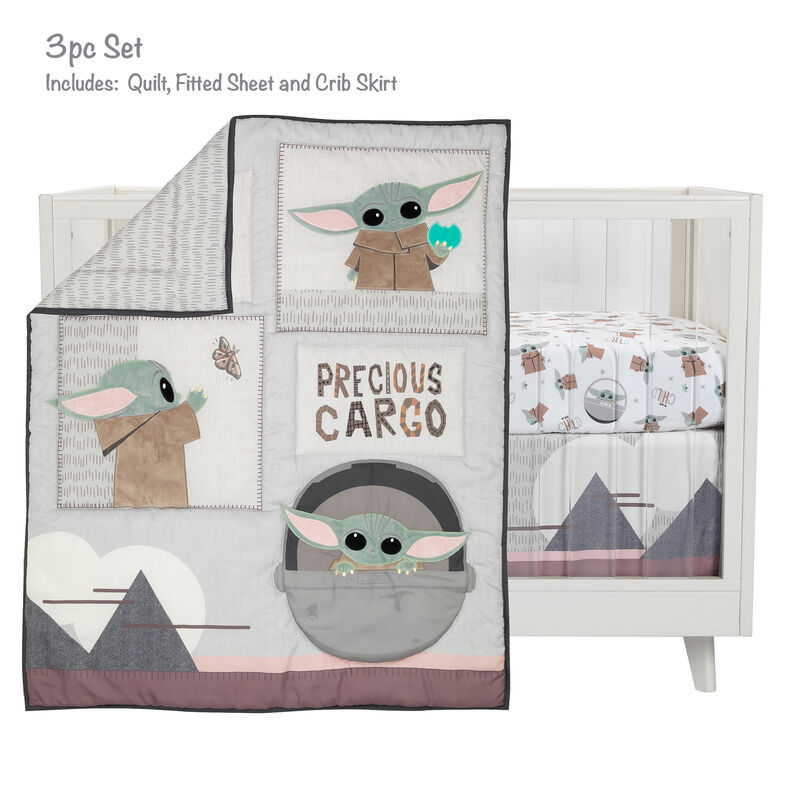 Lambs & Ivy Star Wars The Child Baby Yoda Nursery 3-Piece Baby Crib Bedding Set