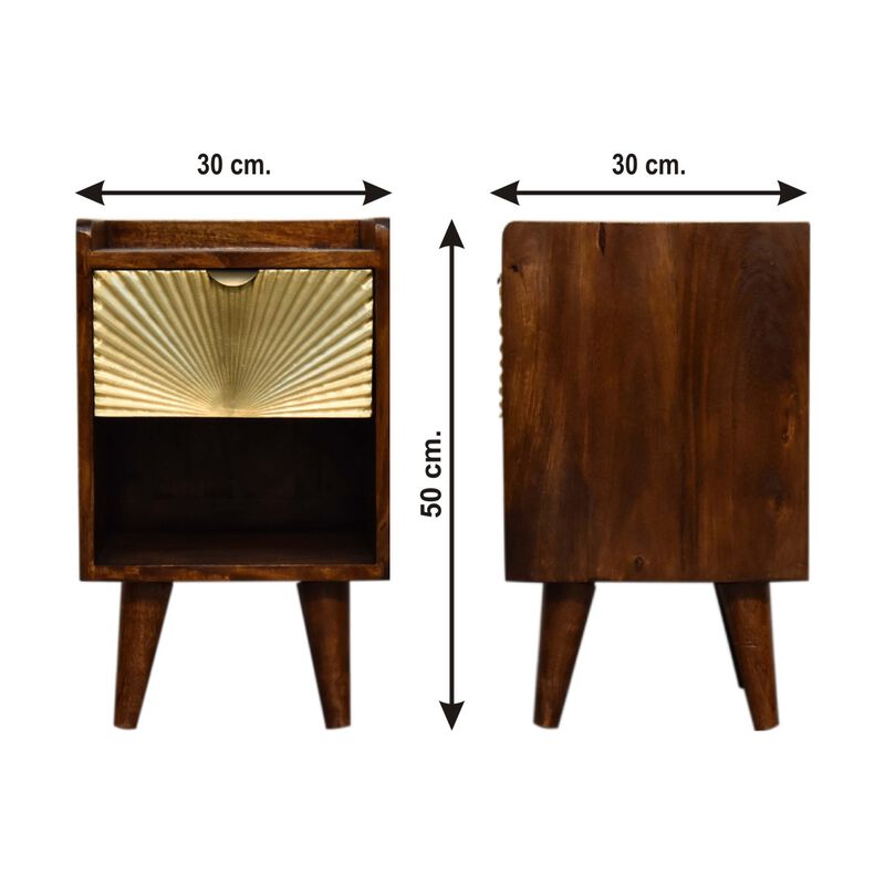 Artisan Furniture solid Wood Mini Manila Gold 1 Drawer Nightstand