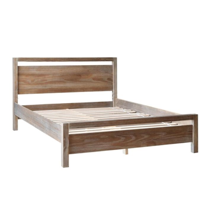 Hivvago Queen Size FarmHouse Traditional Rustic Pine Platform Bed