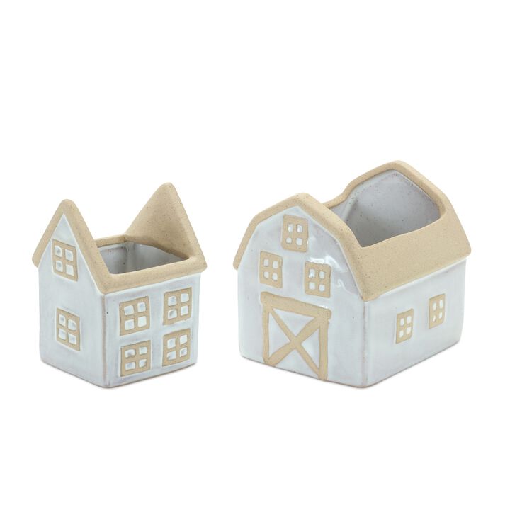 House and Barn Planter for Whimsical Garden Décor and Unique Plant Display (Set of 2)
