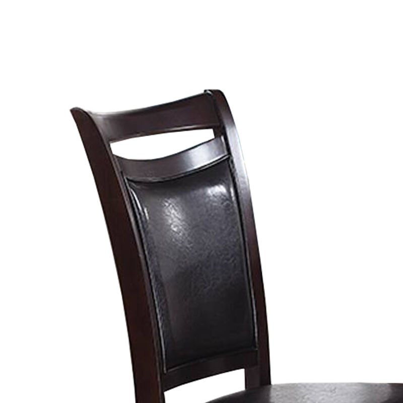 Retro Style Set Of Two Wooden Dining Chairs In Dark Brown,-Benzara