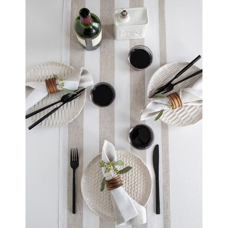 Solino Home 100% Pure Linen Table Runner | Cabana Stripe for Thanksgiving, Christmas