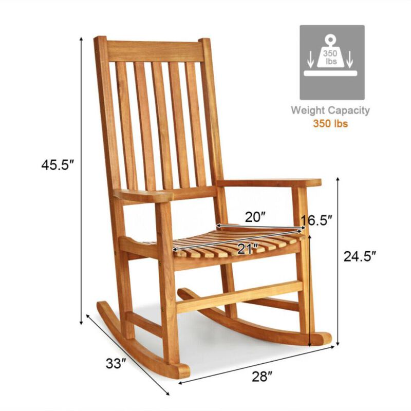 Hivvago Indoor Outdoor Wooden High Back Rocking Chair