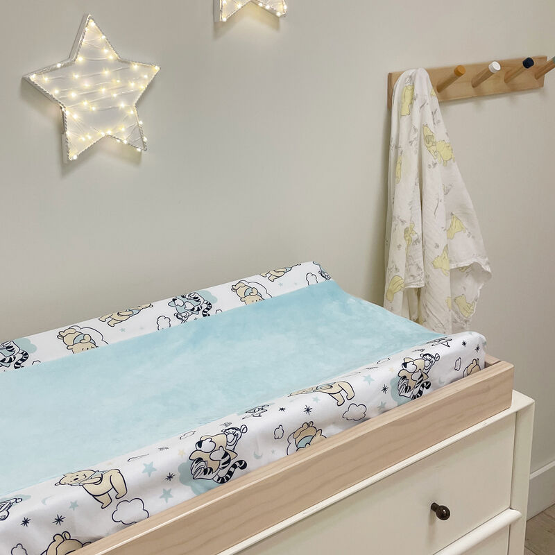 Lambs & Ivy Disney Baby Winnie the Pooh Hugs Soft Blue Minky Changing Pad Cover