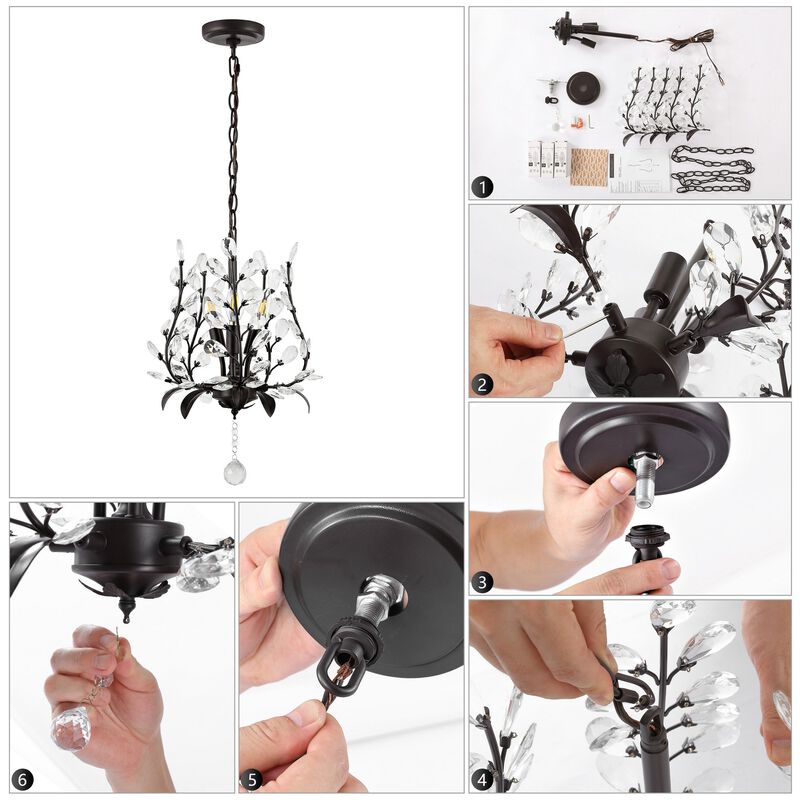 Adoria 3-Light Contemporary Bohemian Iron/Acrylic LED Pendant