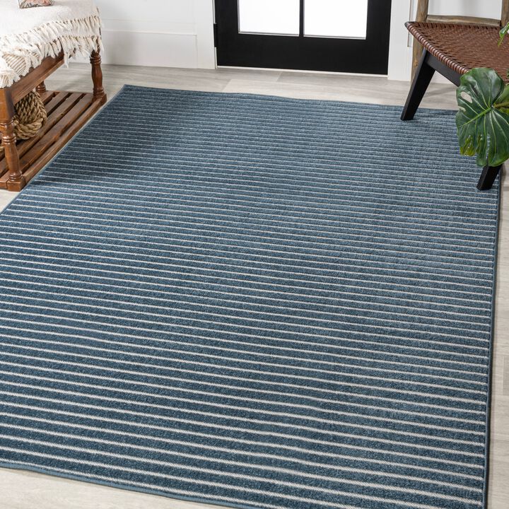 Aarhus High-Low Minimalist Scandi Striped Indoor/Outdoor Area Rug
