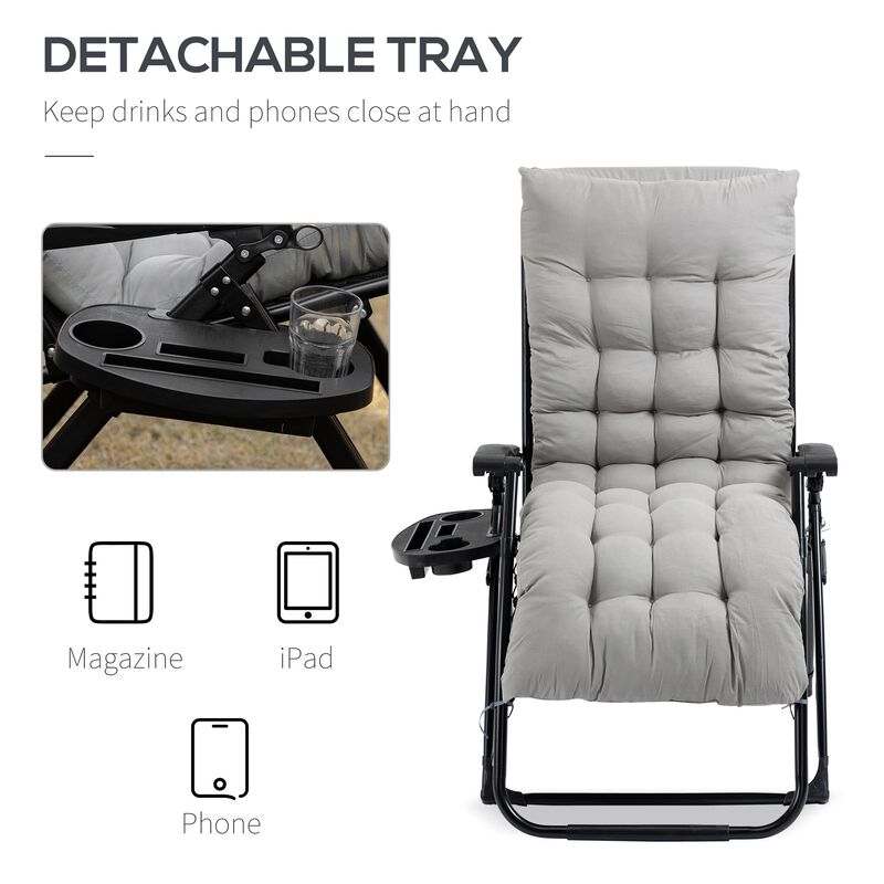Outdoor Relaxer: Reclining Chair with Cup Holder and Cushion