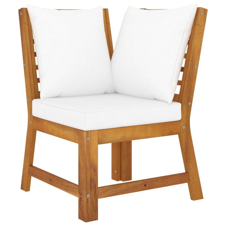 Roma 4pc Modular Outdoor Sofa and Table Set, Solid Acacia Wood, White - Benzara