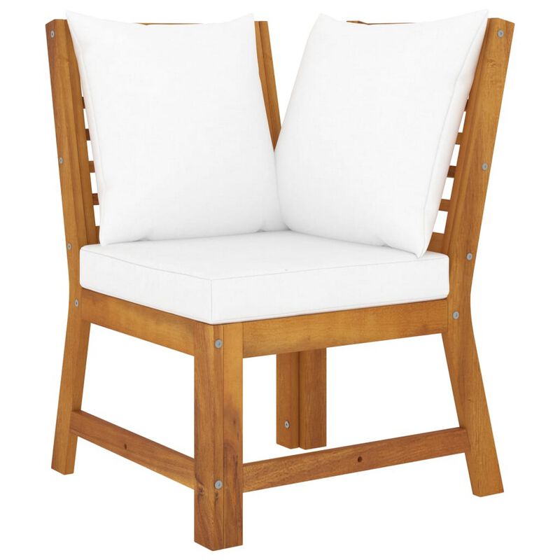 Roma 4pc Modular Outdoor Sofa and Table Set, Solid Acacia Wood, White - Benzara