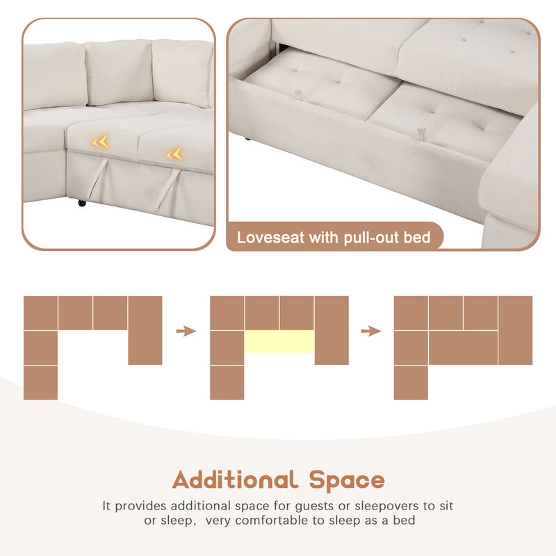 Merax Sectional Sleeper Sofa with Pull-out Bed