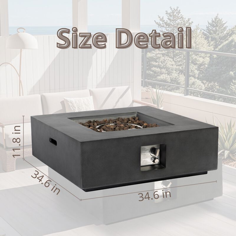Mondawe 35" Fiberglas Fire Pit Table,50K BTU Outdoor Propane E-Ignition Waterproof Fire Table