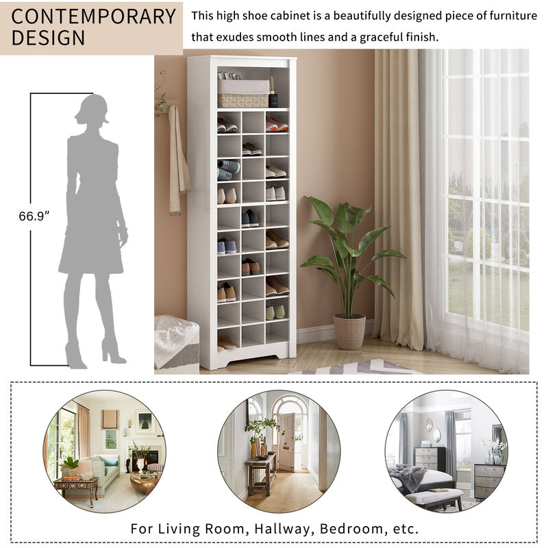Merax Contemporary Cubby Console  Shoe Cabinet