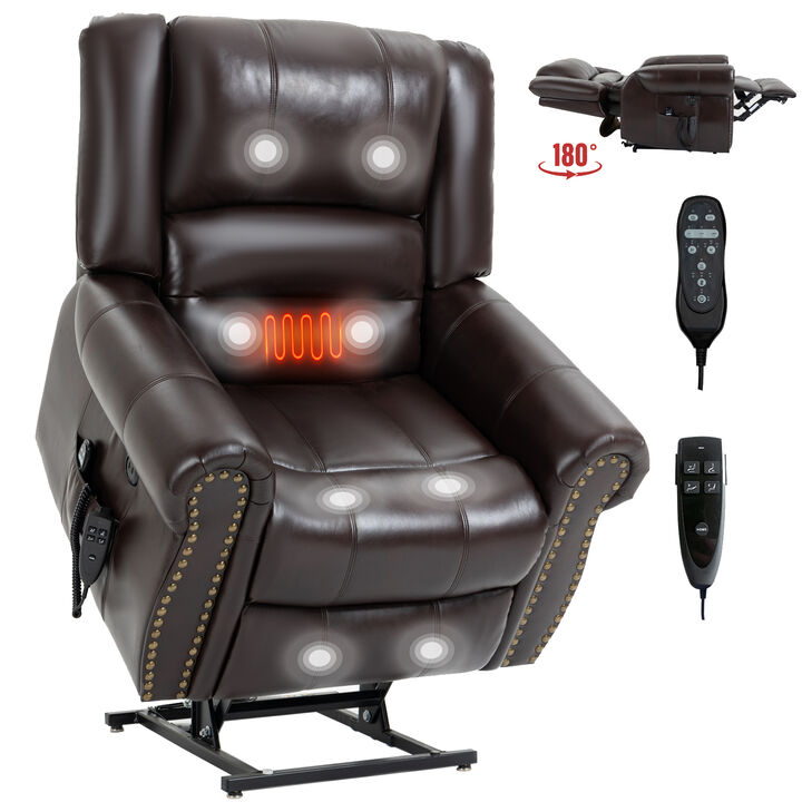 Mondawe Power Lift Recliner Chair Heat Massage Dual Motor Infinite Position Up to 350 LBS, Genuine Leather, Heavy Duty Motion Mechanism with USB Ports Mondawe Power Lift Recliner Chair Heat Massage Dual Motor Infinite Position Up to 350 LBS, Genuine Leather, Heavy Duty Motion Mechanism with USB Ports
