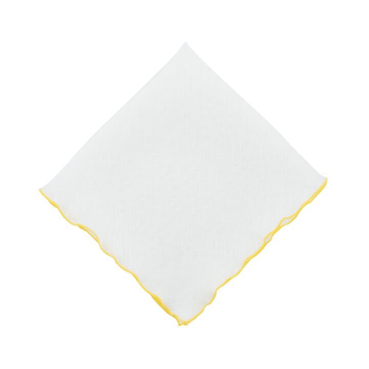 Linen Napkins With Yellow Ruffled Edges, Set of 4