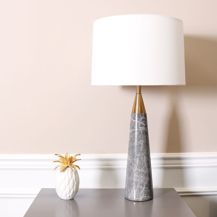 Pasargad Home Radiance Style Marble White/Gold Table Lamp, 28"H
