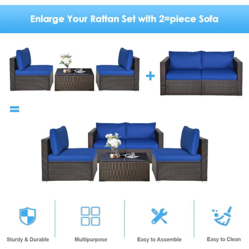 Hivvago 2PCS Patio Rattan Sectional Conversation Sofa Set