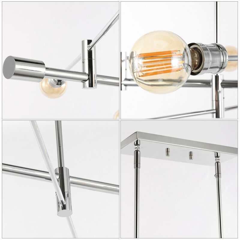 Ikon 8-Light Mid-Century Modern Arm-Adjustable Iron Linear LED Pendant