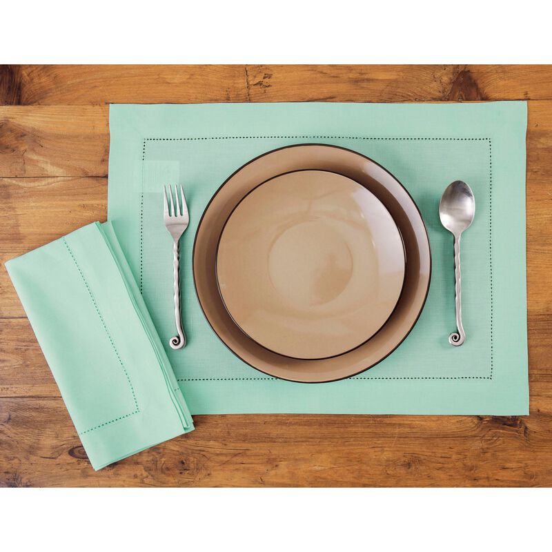 Solino Home Cotton Linen Hemstitch Dinner Napkins 20 x 20 Inch Set of 4