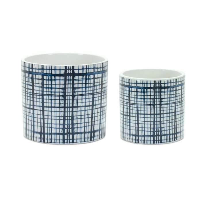 Criss Cross Pattern Planter for Stylish Indoor and Outdoor Plant Display (Set of 2)