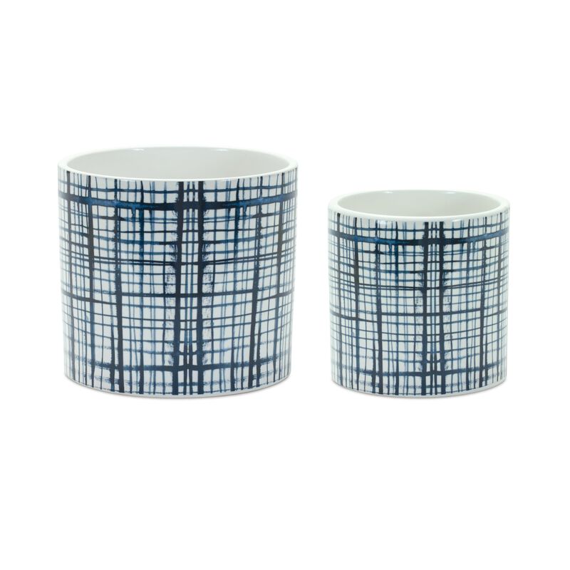 Criss Cross Pattern Planter for Stylish Indoor and Outdoor Plant Display (Set of 2)
