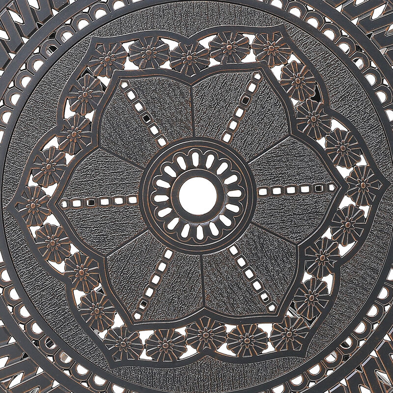Mondawe Durable Cast Aluminum Outdoor Table with Umbrella Hole Rust-Proof and Weather-Resistant