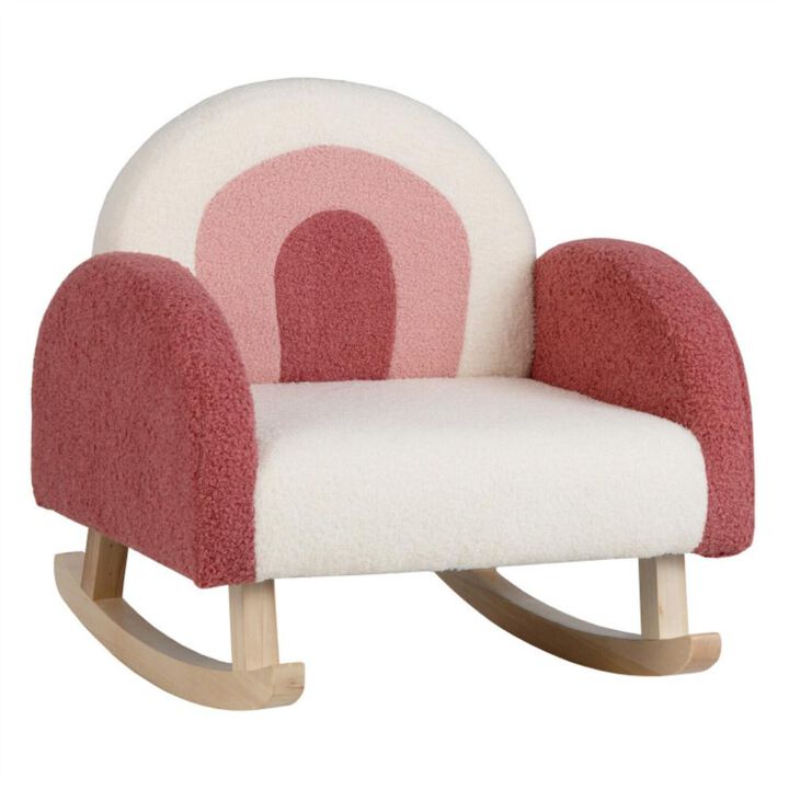 Hivvago Kids Rocking Chair Children Velvet Upholstered Sofa with Solid Wood Legs