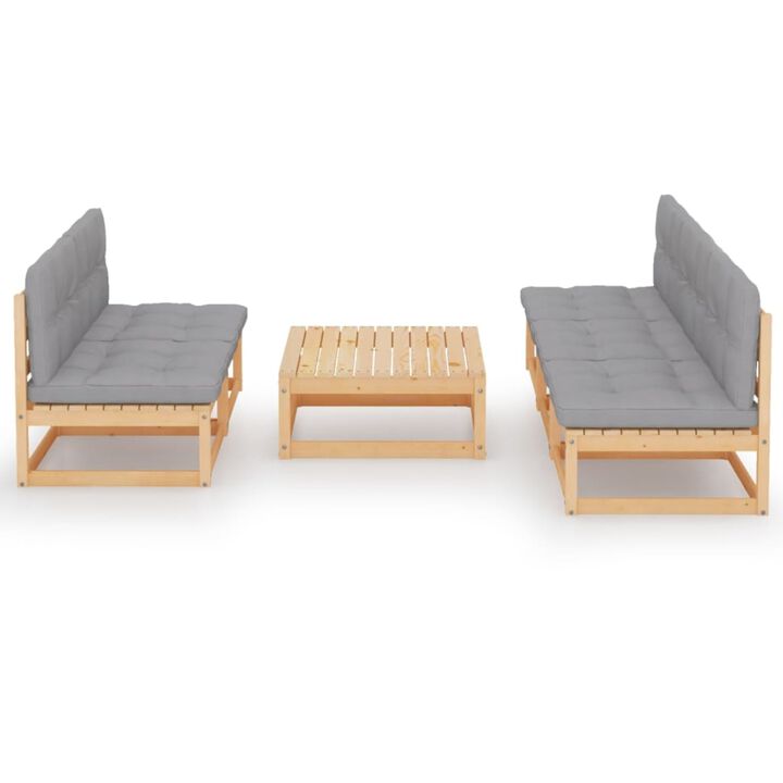 vidaXL 6 Piece Garden Lounge Set with Cushions Solid Pinewood