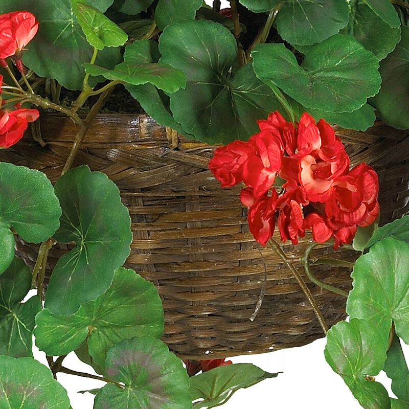 Nearly Natural Geranium Hanging Basket - Red