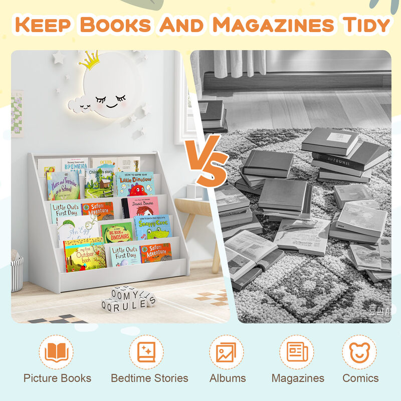 5-Tier Kids Bookshelf with Deep Compartments and Stable Baby Book Case