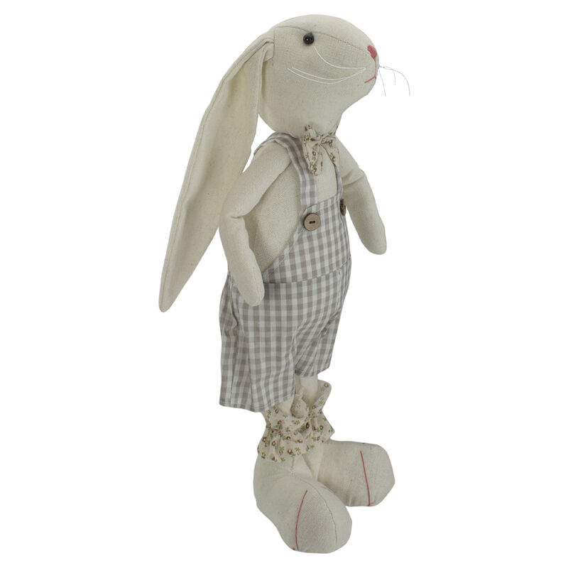 14.5-Inch Beige and Cream Standing Boy Easter Bunny Rabbit Spring Figure