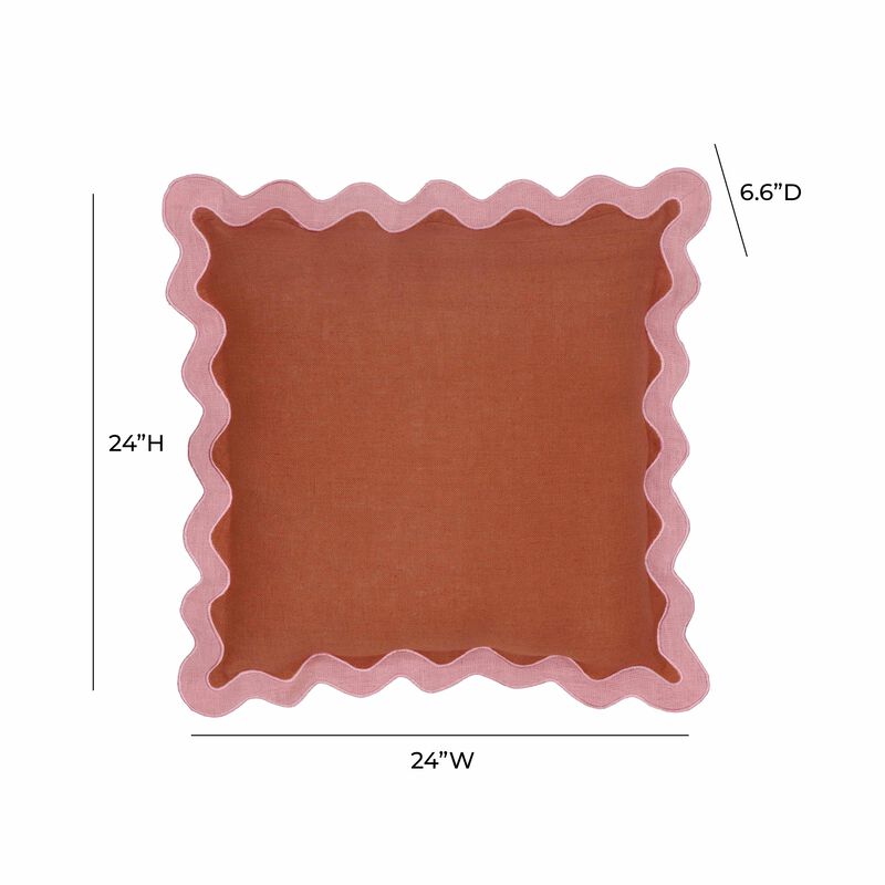 Scalloped Edge Magenta and Pink Cotton Velvet Throw Pillow