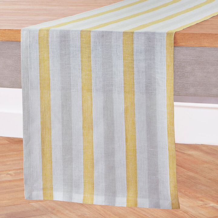 Solino Home 100% Pure Linen Table Runner 14 x 72 Inch | Sorrento Stripe