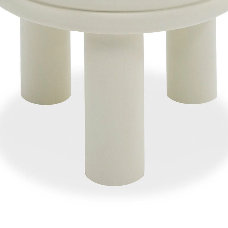 Cid Finley 20 Inch Side End Table, Round Tiered Design, White Gloss Wood - Benzara