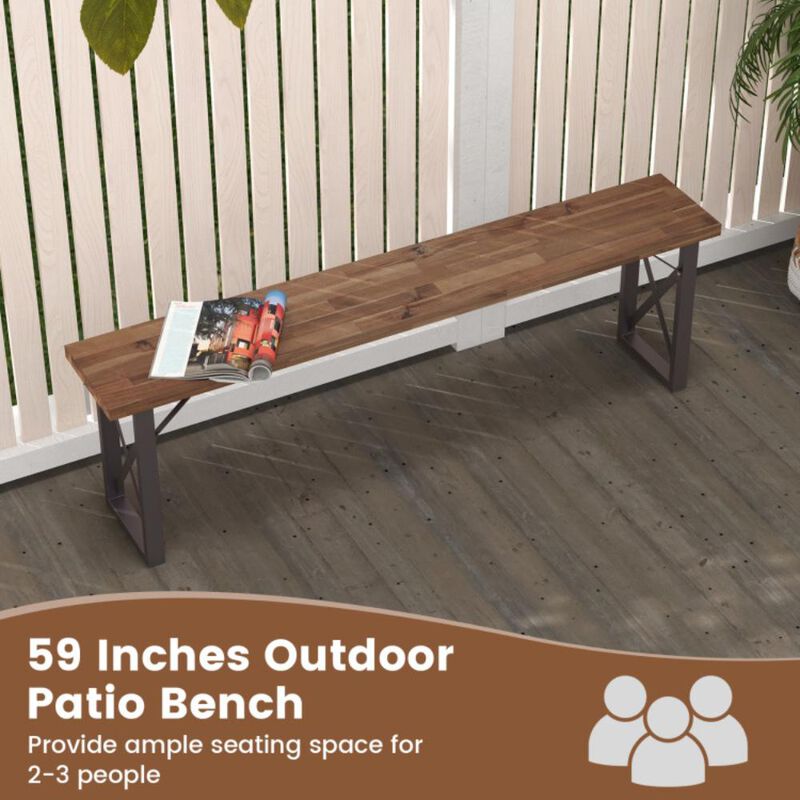 Hivvago Outdoor Picnic Bench Set Solid Acacia Wood Patio Rectangular Benches