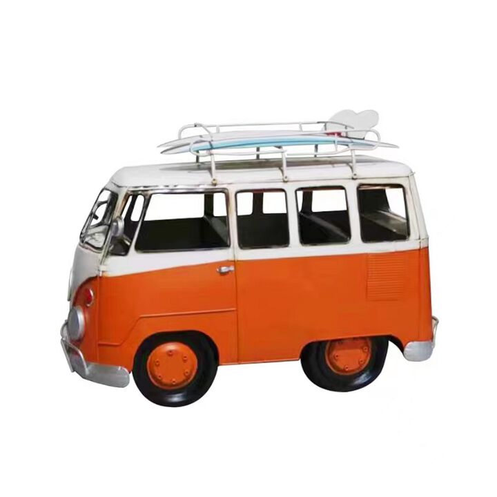 Vintage Orange VW Bus Metal Model