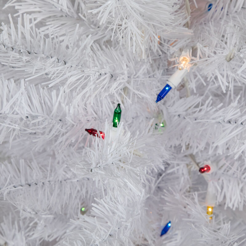 3' Pre-Lit Snow White Artificial Christmas Tree  Multi Lights
