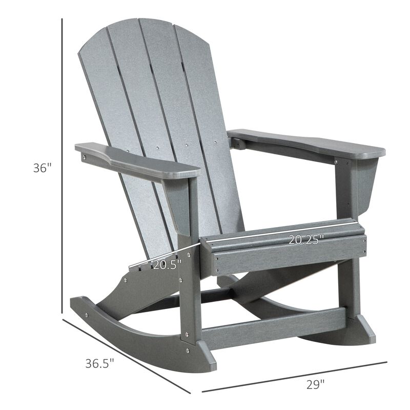Light Gray Outdoor Seating: HDPE Adirondack Rocking Chair