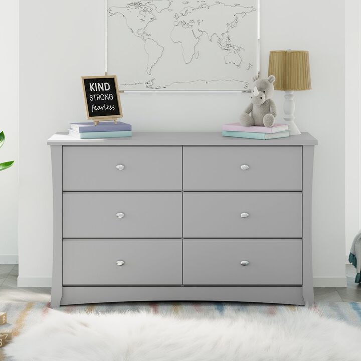 Storkcraft Crescent 6 Drawer Double Dresser (Pebble Gray)