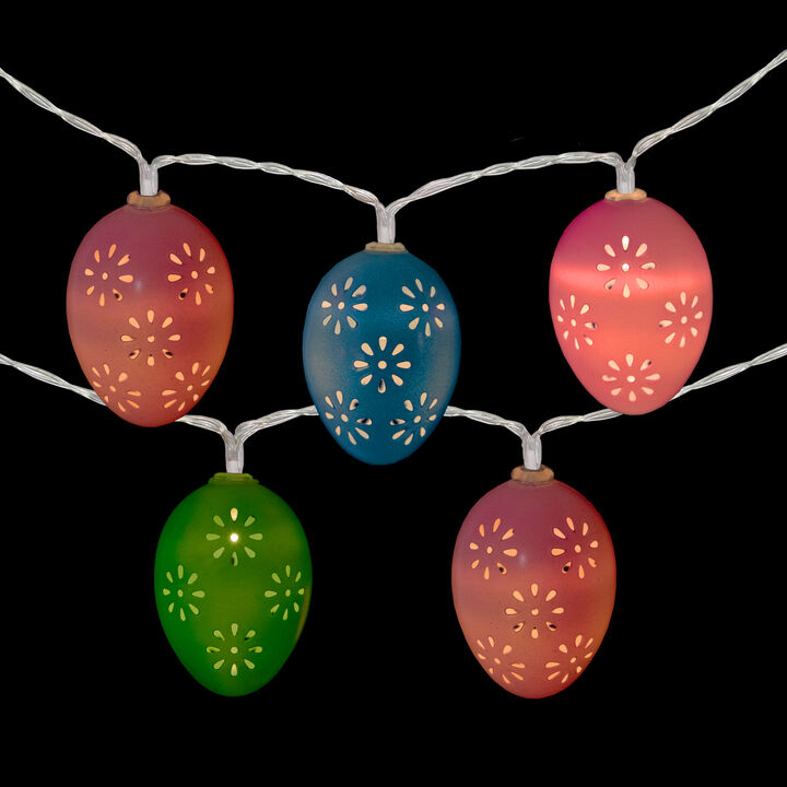 10-Count Multi-Color Easter Egg LED String Lights  4.5ft  Clear Wire