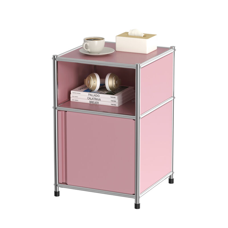 Mega Casa Metal Nightstand Side Table Pink