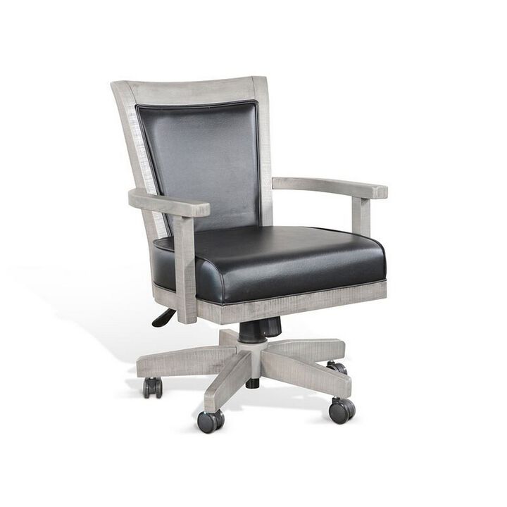 Zeka Game Chair with Wheels, Tilt, Swivel and Gas Lift, Gray Mahogany - Benzara